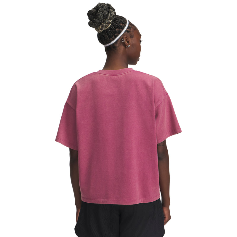 Women's Under Armour Boxy Wash Heavyweight T-Shirt - 659 - FUCHSIA PINK