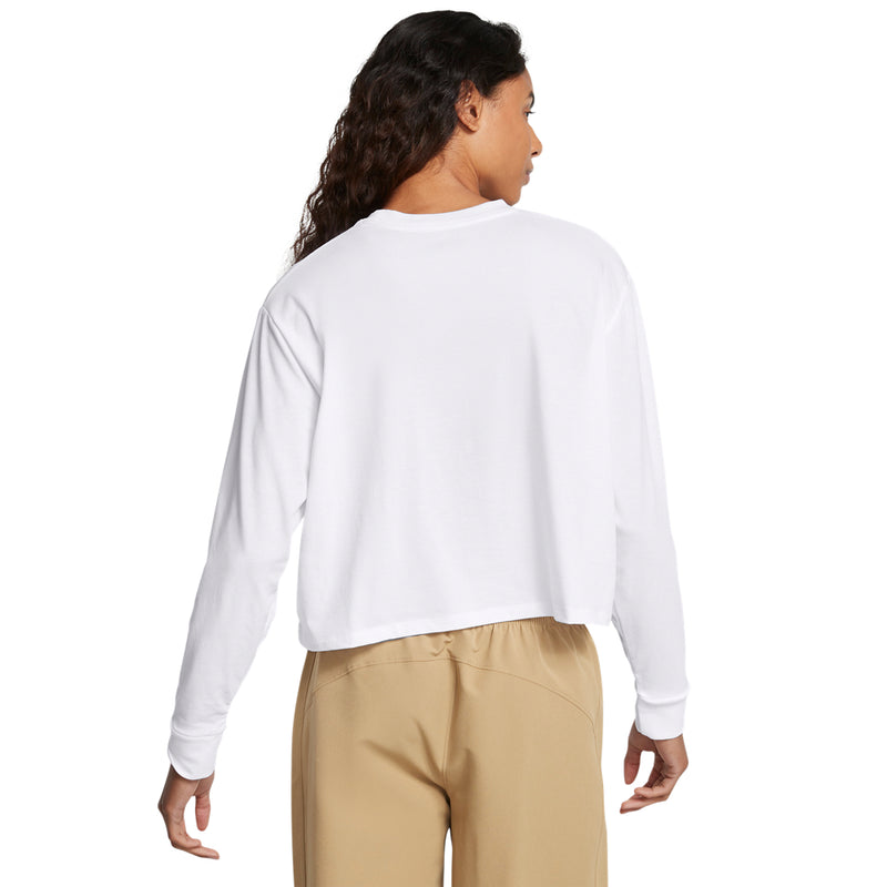 Women's Under Armour Rival Boxy Longsleeve - 100 - WHITE/BLACK