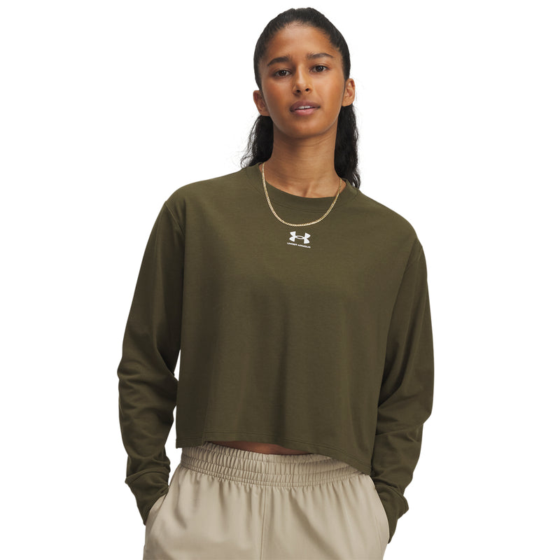 Women's Under Armour Rival Boxy Longsleeve - 308 - EXPEDITION GREEN