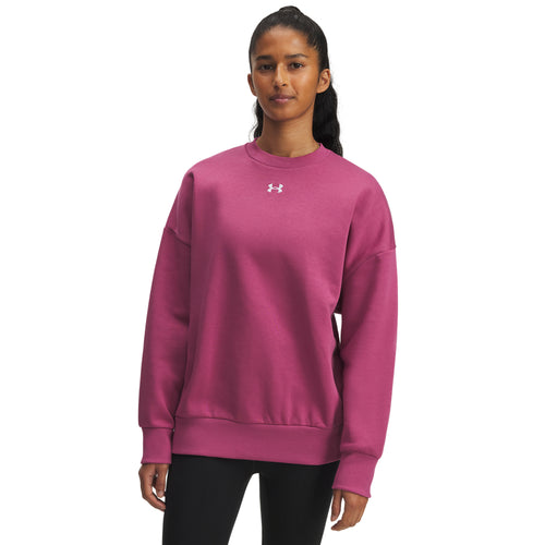 Women's Under Armour Rival Oversized Fleece Crew - 659 - FUCHSIA PINK
