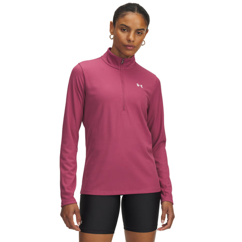Women's Under Armour Tech Rib 1/2 Zip - 659 - FUCHSIA PINK
