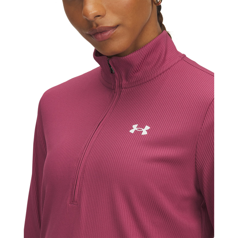 Women's Under Armour Tech Rib 1/2 Zip - 659 - FUCHSIA PINK