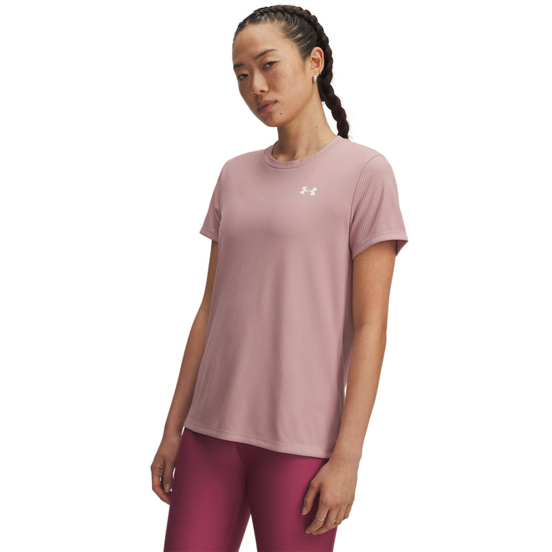 Women's Under Armour Tech Rib T-Shirt - 673 - TOURMALINE PINK
