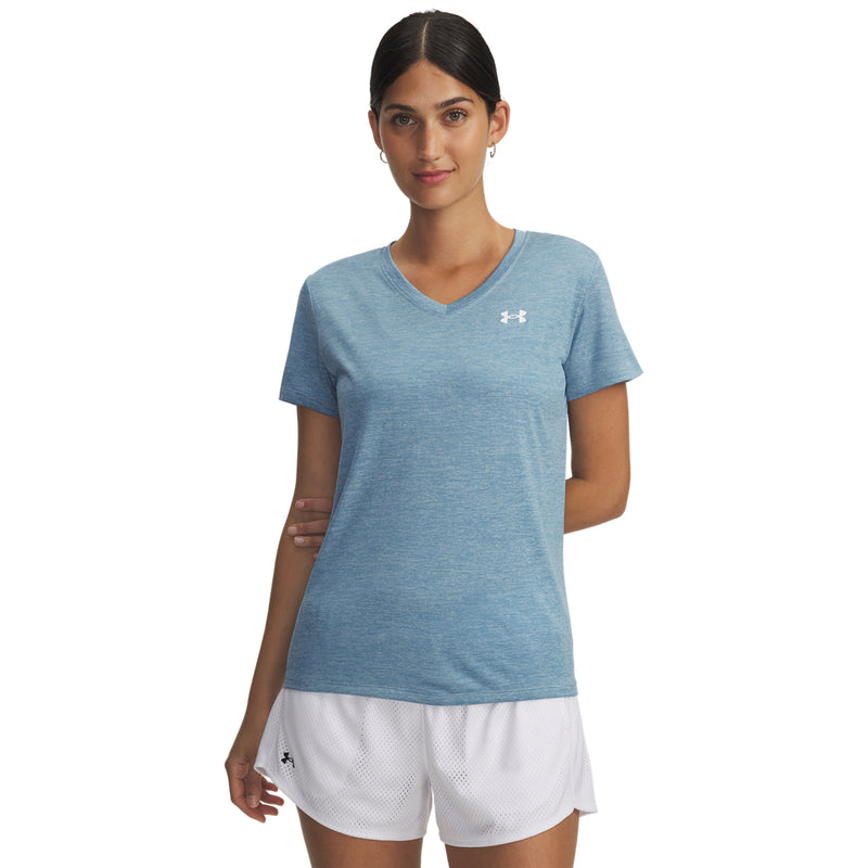 Women's Under Armour Tech Twist V-Neck T-Shirt - 453 - BLUE CALM