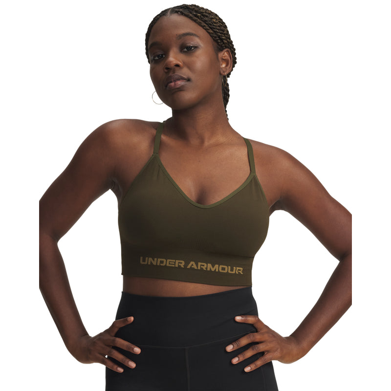 Women's Under Armour Vanish Seamless Low Long Bra - 308 - EXPEDITION GREEN