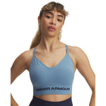 Women's Under Armour Vanish Seamless Low Long Bra - 418 - BLUE SMOKE