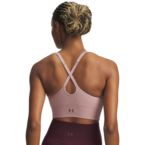 Women's Under Armour Vanish Seamless Low Long Bra - 673 - TOURMALINE PINK