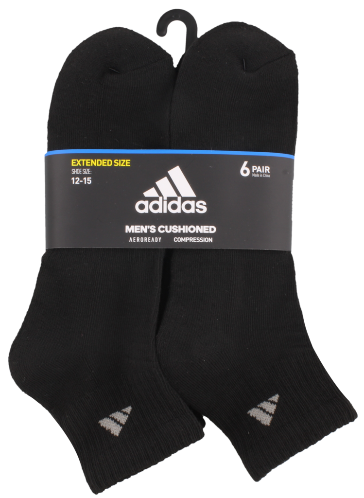 Adidas Athletic Cushion Quarter Sock 6-Pack - BLACK