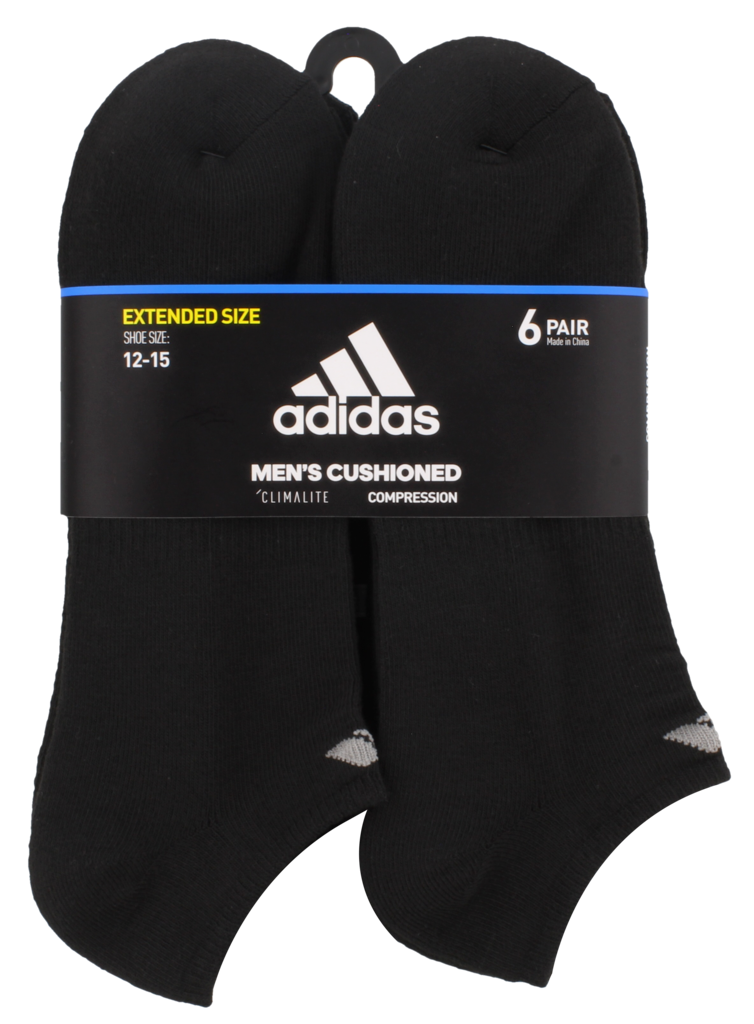 Adidas Athletic Cushioned No Show 6-Pack - BLK