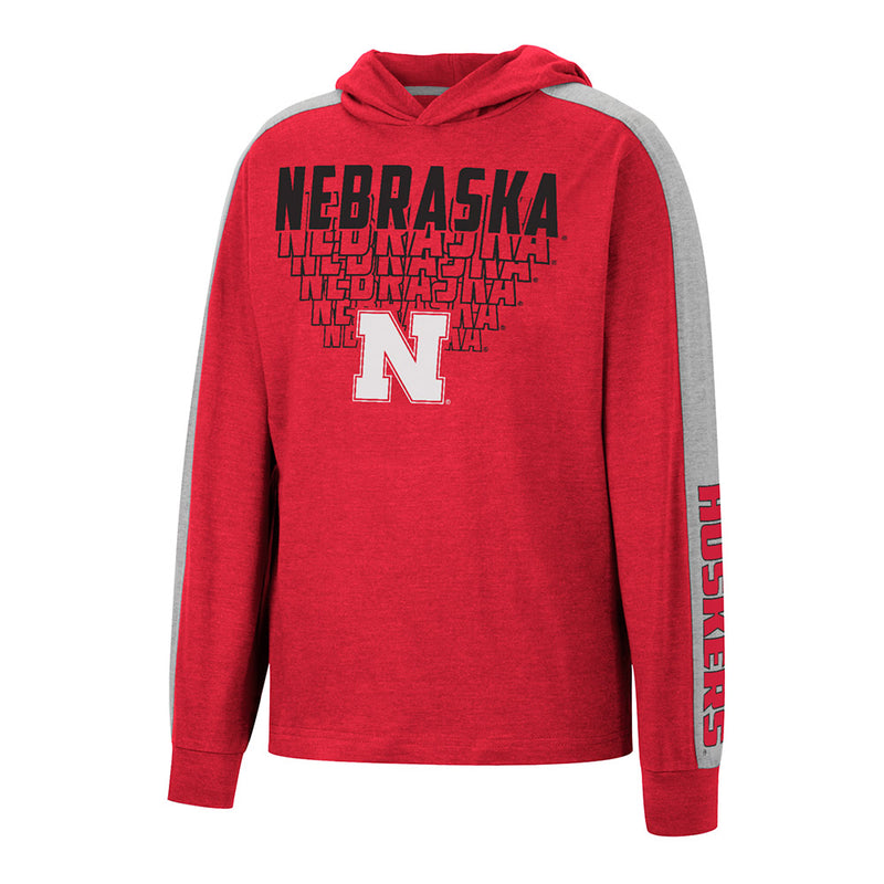 Boys' Nebraska Huskers Youth Wind Changes Longsleeve Hooded T-Shirt - NEBRASKA