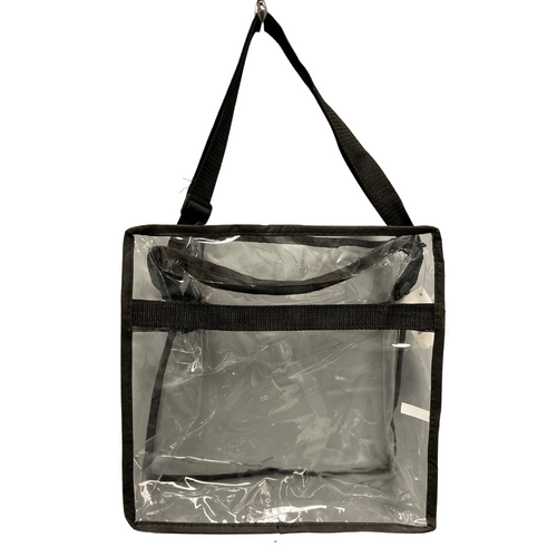 Clear Stadium Bag with Zipper - BLACK