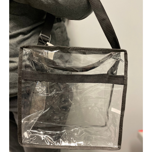 Clear Stadium Bag with Zipper - BLACK