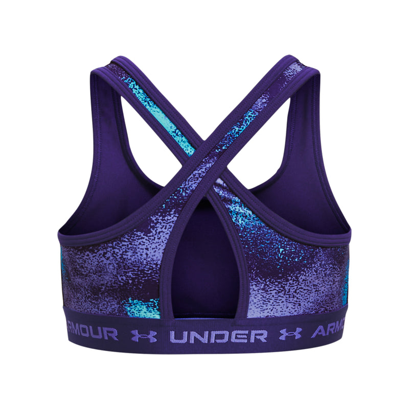 Girls' Under Armour Youth Crossback Mid Printed Sports Bra - 468 - SONAR BLUE