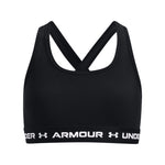 Girls' Under Armour Youth Crossback Mid Solid Sports Bra - 001 - BLACK