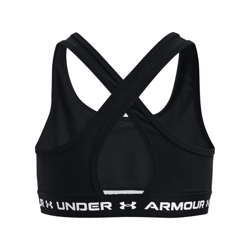 Girls' Under Armour Youth Crossback Mid Solid Sports Bra - 001 - BLACK