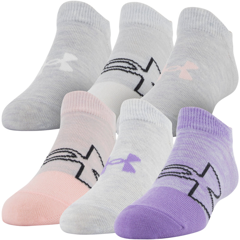 Girls' Under Armour Youth Essential No Show 6-Pack Socks - 204/104