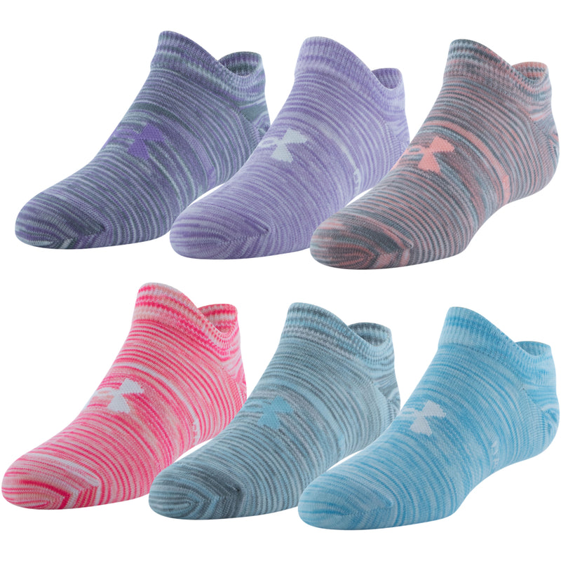 Girls' Under Armour Youth Essential No Show 6-Pack Socks - 293 OPAL