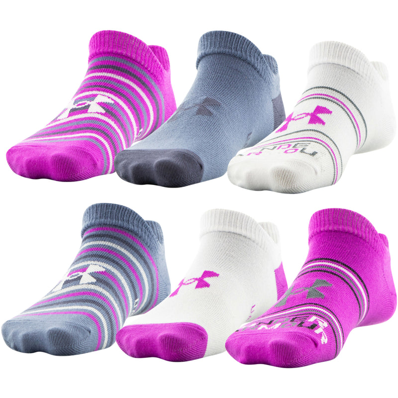 Girls' Under Armour Youth Essential No Show 6-Pack Socks - 547/577