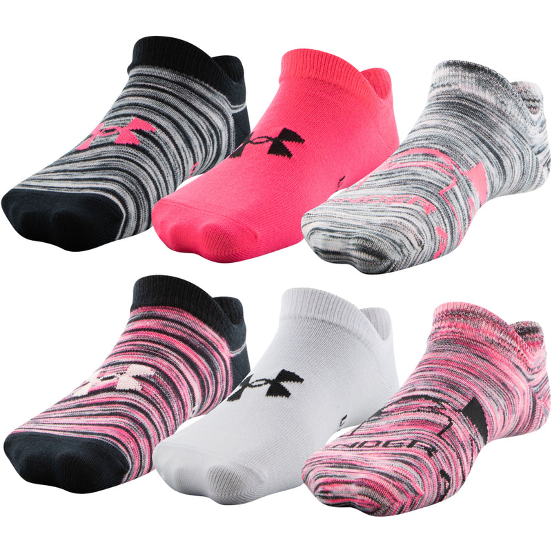 Girls' Under Armour Youth Essential No Show 6-Pack Socks - 656 CERI
