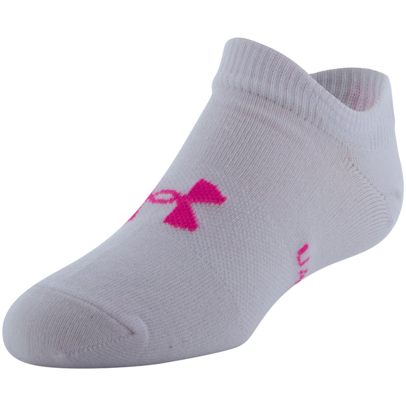 Girls' Under Armour Youth Essential No Show 6-Pack Socks - 673 - PINK