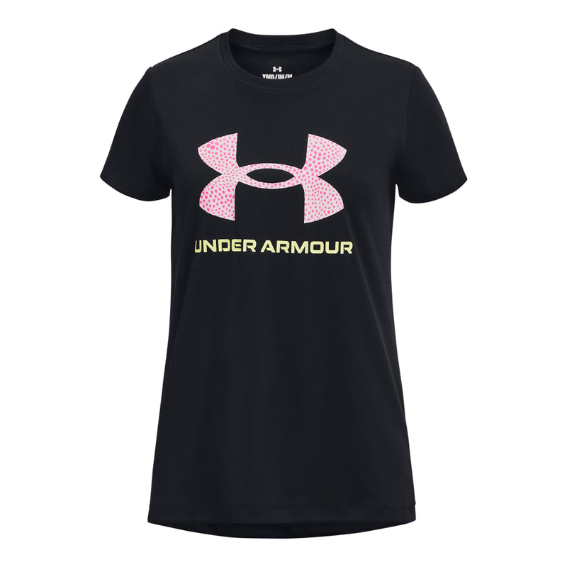 Girls' Under Armour Youth Tech Print Fill Big Logo T-Shirt - 001 - BLACK