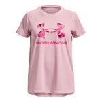 Girls' Under Armour Youth Tech Print Fill Big Logo T-Shirt - 676 - PINK SUGAR