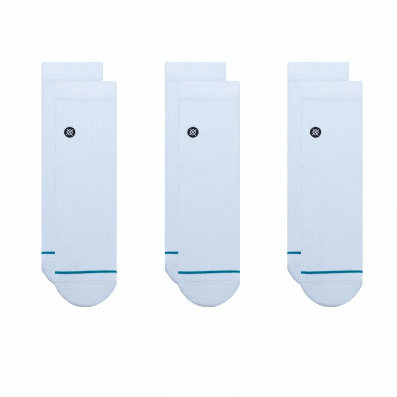 Men's Stance Icon 3-Pack Quarter Socks - WHITE