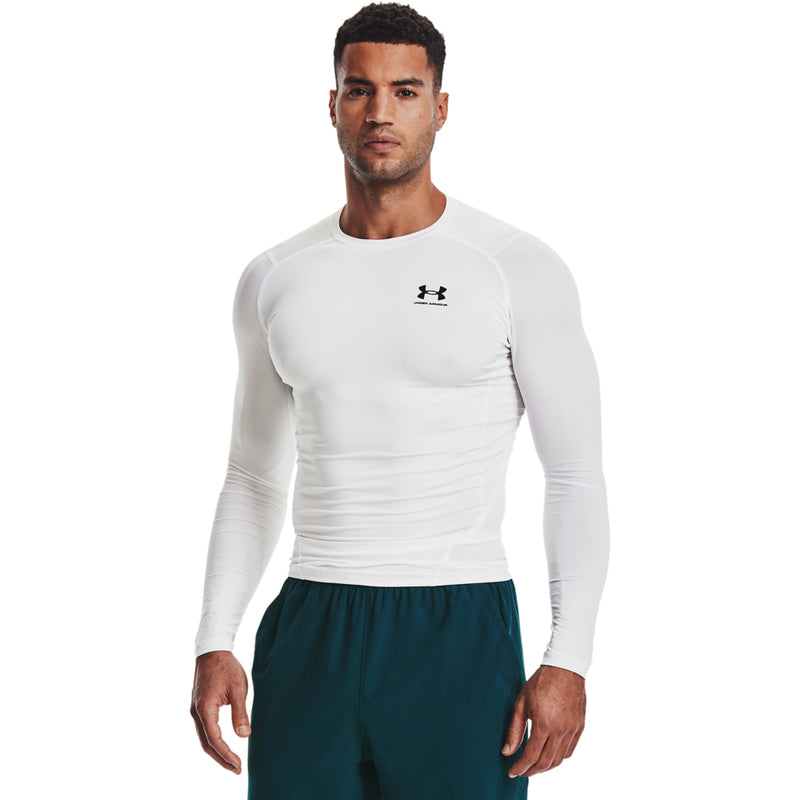 Men's Under Armour HeatGear Longsleeve - 100 - WHITE/BLACK