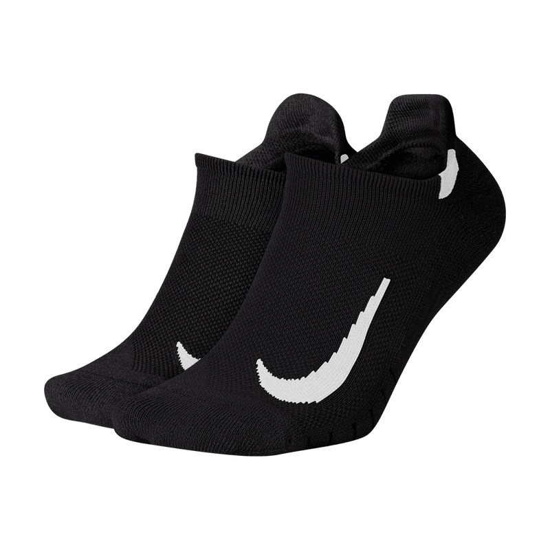 Men's/Women's Nike Multiplier Running No-Show Socks 2-Pack - 010 - BLACK