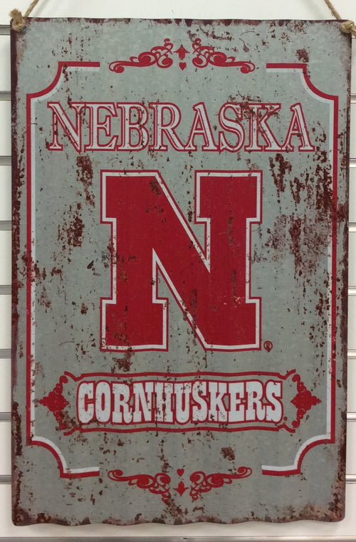 Nebraska Husker Distress Corrugated Sign - NEBRASKA