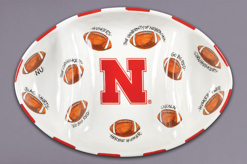 Nebraska Husker Football Round Platter - NEBRASKA