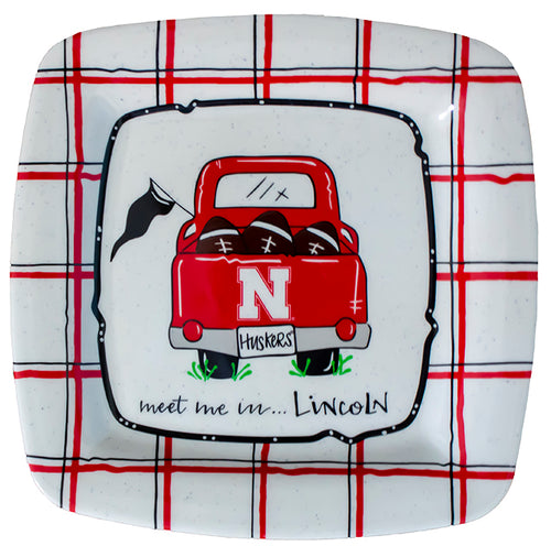 Nebraska Husker Melamine Square Lincoln Plate - NEBRASKA