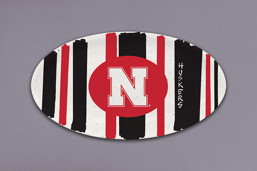 Nebraska Husker Stripe Oval Platter - NEBRASKA