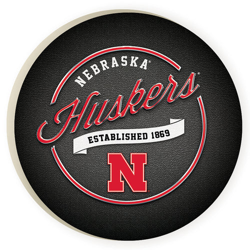 Nebraska Huskers Script Huskers Car Coaster - NEBRASKA