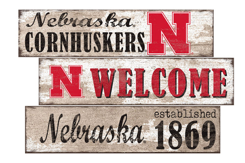 Nebraska Huskers Welcome 3-Panel Sign - NEBRASKA