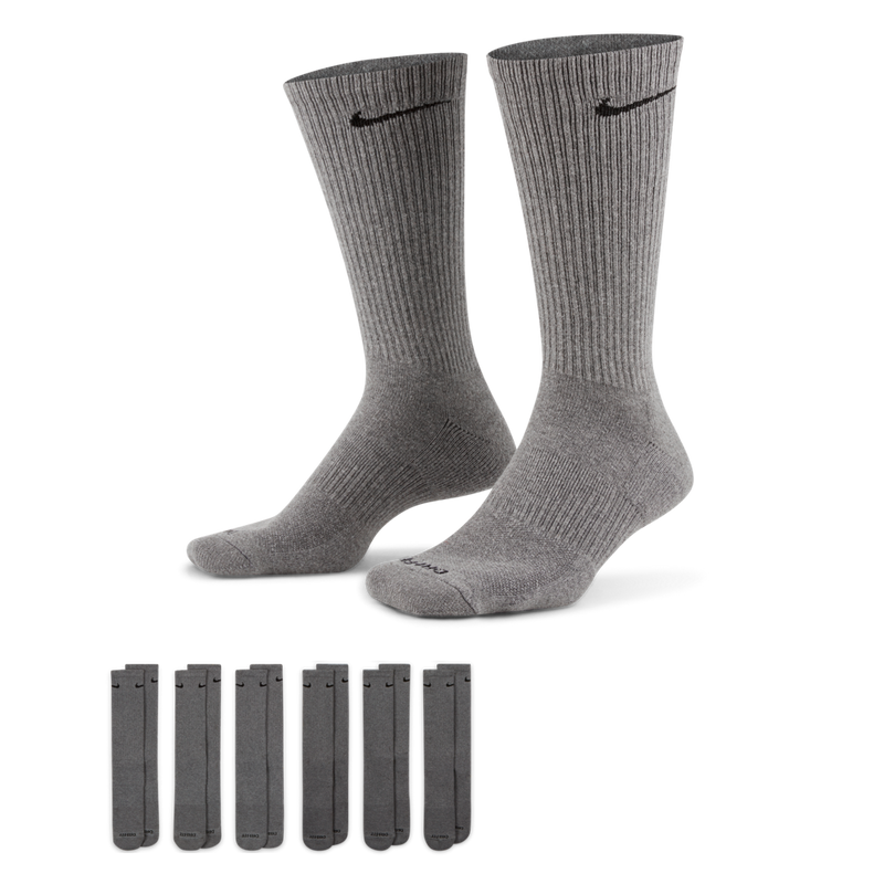 Men's/Women's Nike Everyday Cushion Crew Sock 6-Pack - 065 CARB