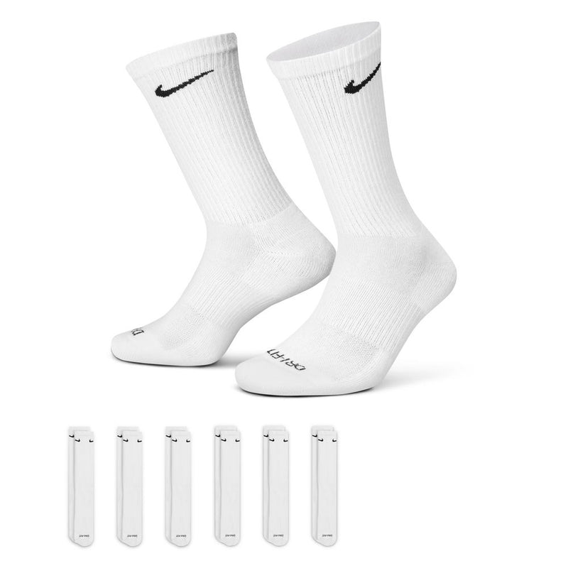 Men's/Women's Nike Everyday Cushion Crew Sock 6-Pack - 100 - WHITE