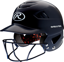 Rawlings Coolflo Batting Helmet with Facemask - BLACK