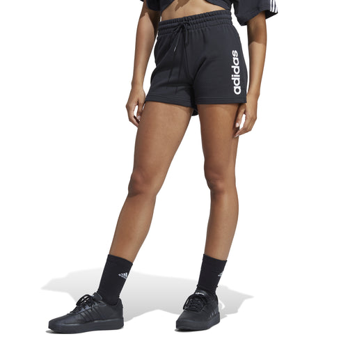 Women's Adidas Essentials Linear French Terry Shorts - BLACK/WHITE