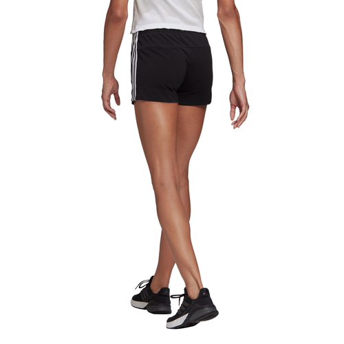 Women's Adidas Essentials Slim 3-Stripes Short - BLACK/WHITE