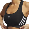 Women's Adidas Powerreact 3-Strip Medium Support Bra - BLACK/WHITE