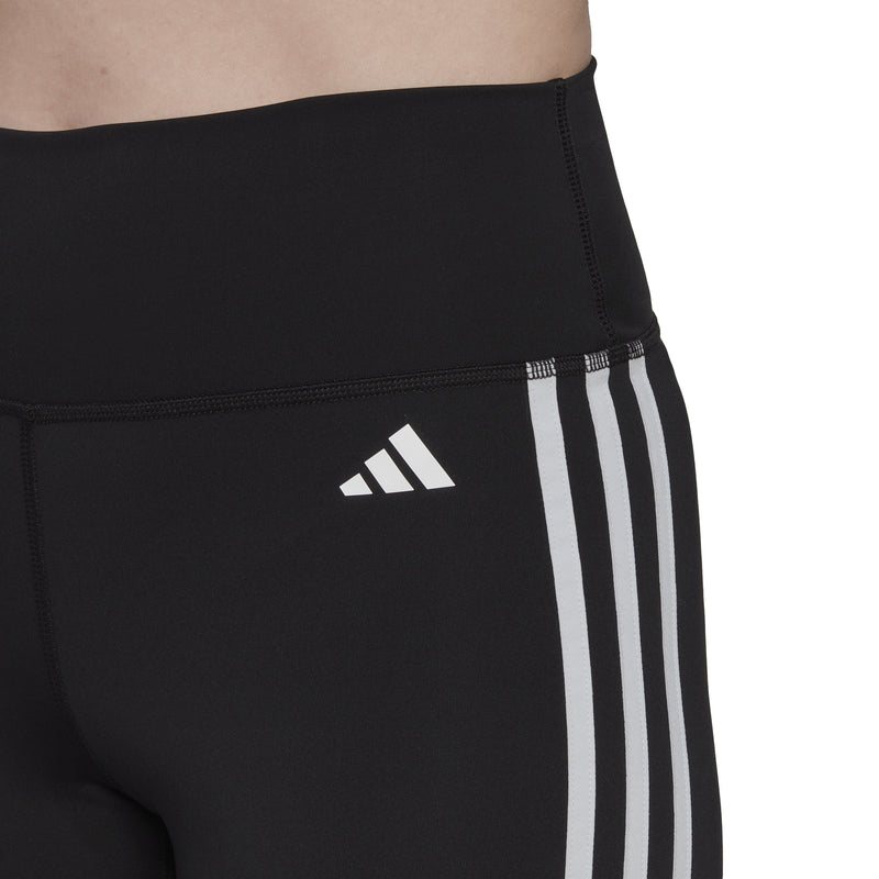 Women's Adidas Training Essentials 3-Stripes High-Waisted Short Leggings - BLACK/WHITE