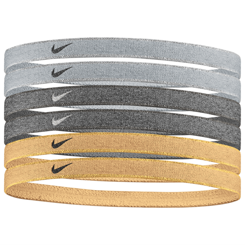 Women's Nike Swoosh Sport Metallics Headbands 6-Pack - 097 - GREY