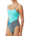 Women's TYR Solid Splice Block 1-Piece Swimsuit - 585TEAL