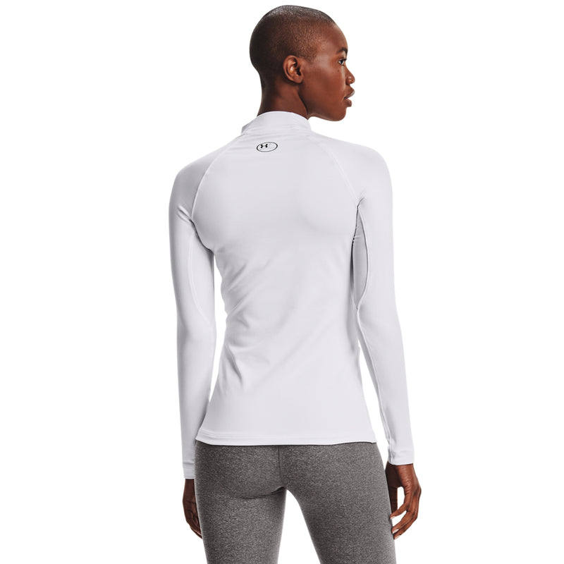 Women's Under Armour ColdGear Authentics Mock Neck - 100 - WHITE/BLACK