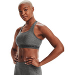 Women's Under Armour Crosssback Mid Heather Bra - 019 - CHARCOAL