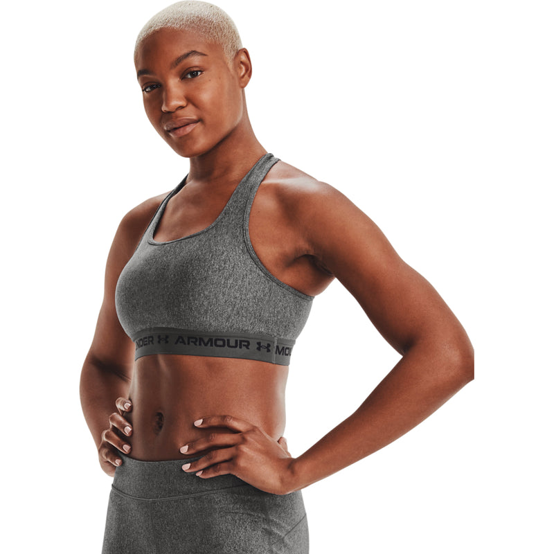 Women's Under Armour Crosssback Mid Heather Bra - 019 - CHARCOAL