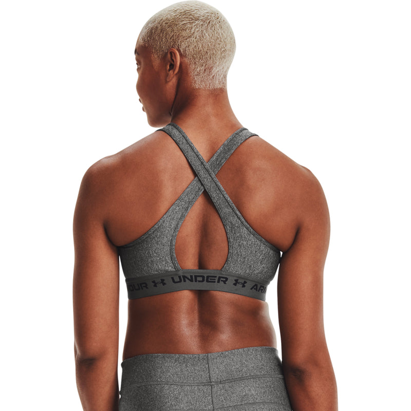 Women's Under Armour Crosssback Mid Heather Bra - 019 - CHARCOAL