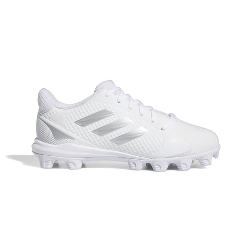 Youth Adidas PureHustle 2.0 Moulded Baseball Cleats - WHITE/SILVER